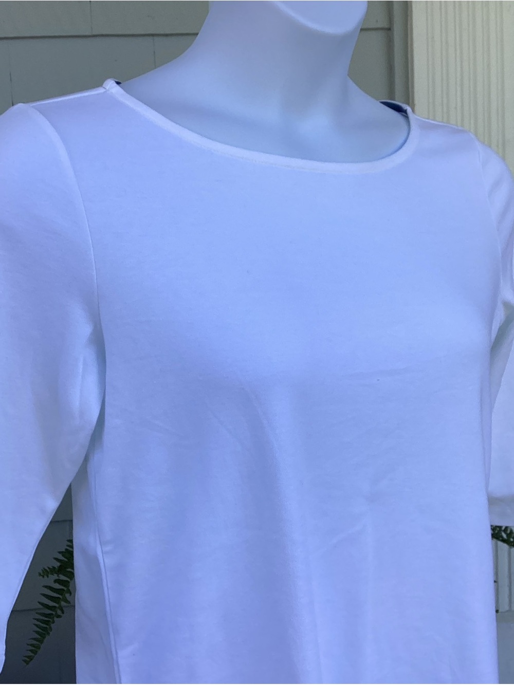 Lands' End White Boatneck Elbow-Sleeve Tee Size M NWOT